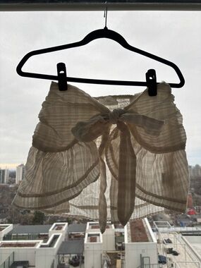 Sheer Cream Tie-Front Crop Top